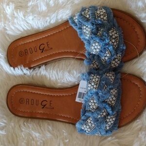 Rouge Helium Blue Embellished Women's Sandals